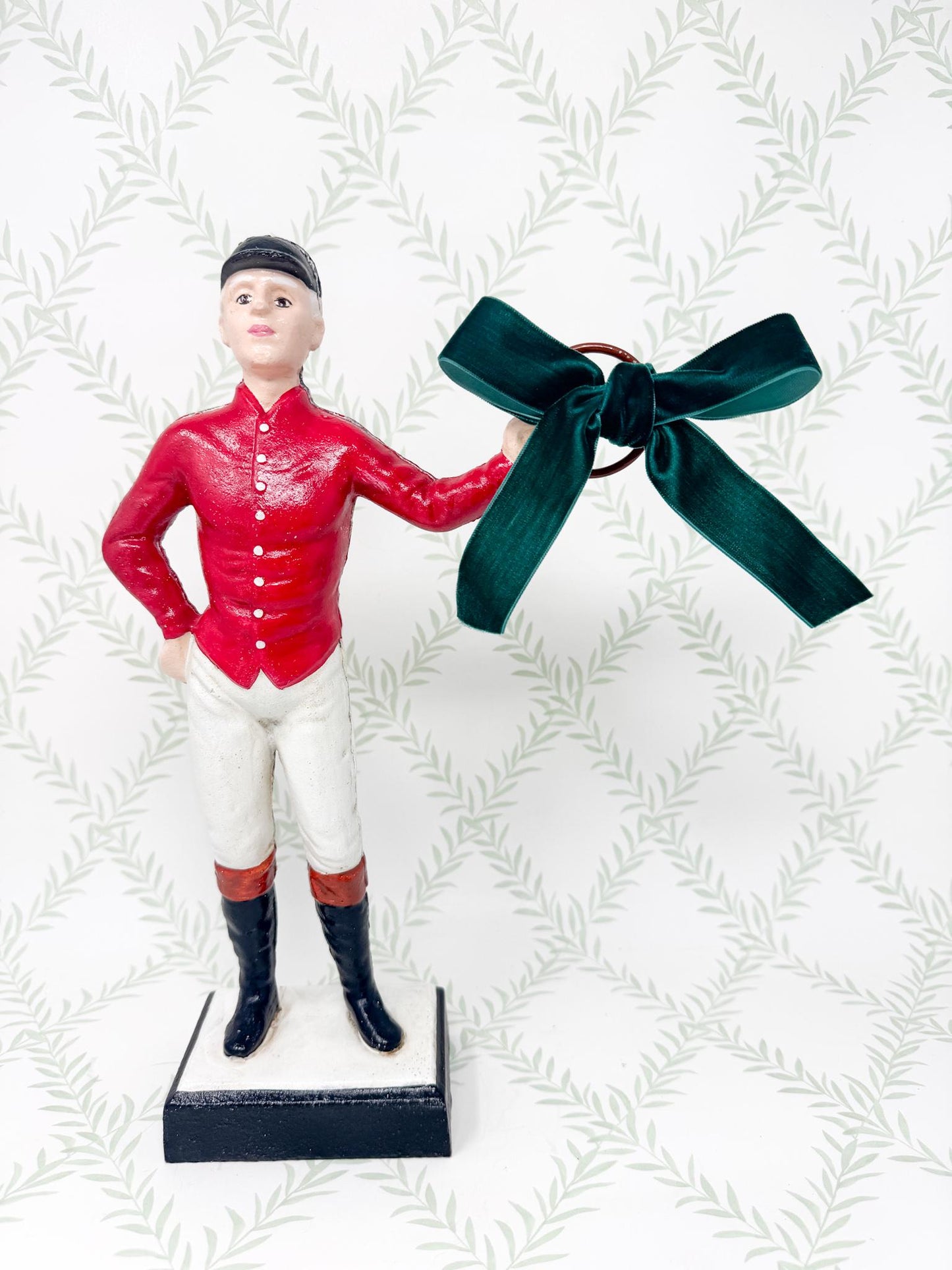 21 Club Style Cast Iron Lawn Jockey Figurine, Red