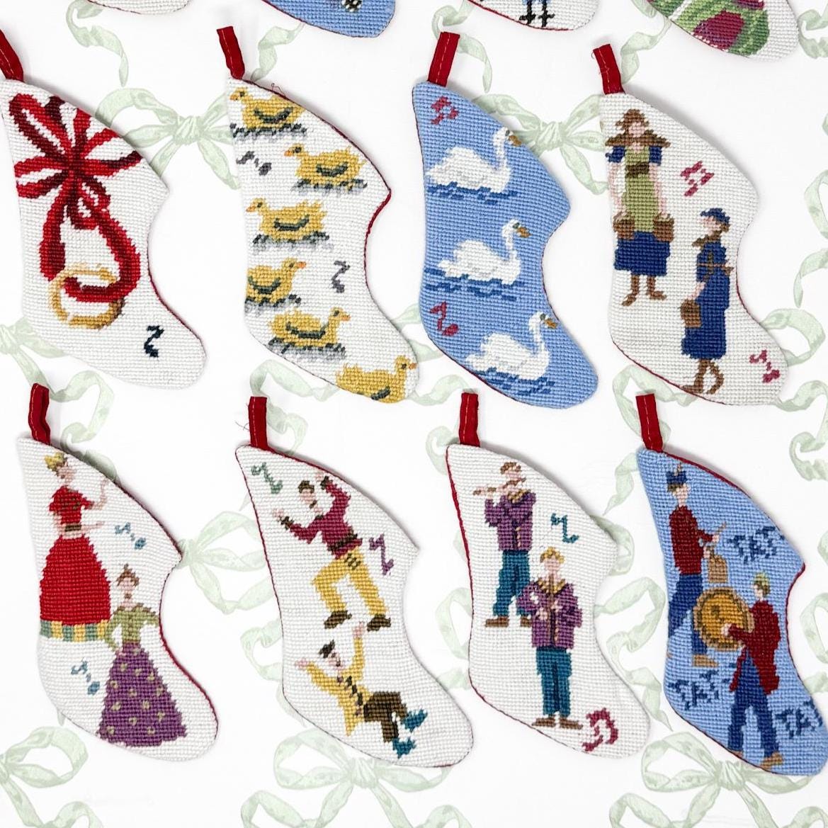 12 Days of Christmas Vintage Needlepoint Ornaments