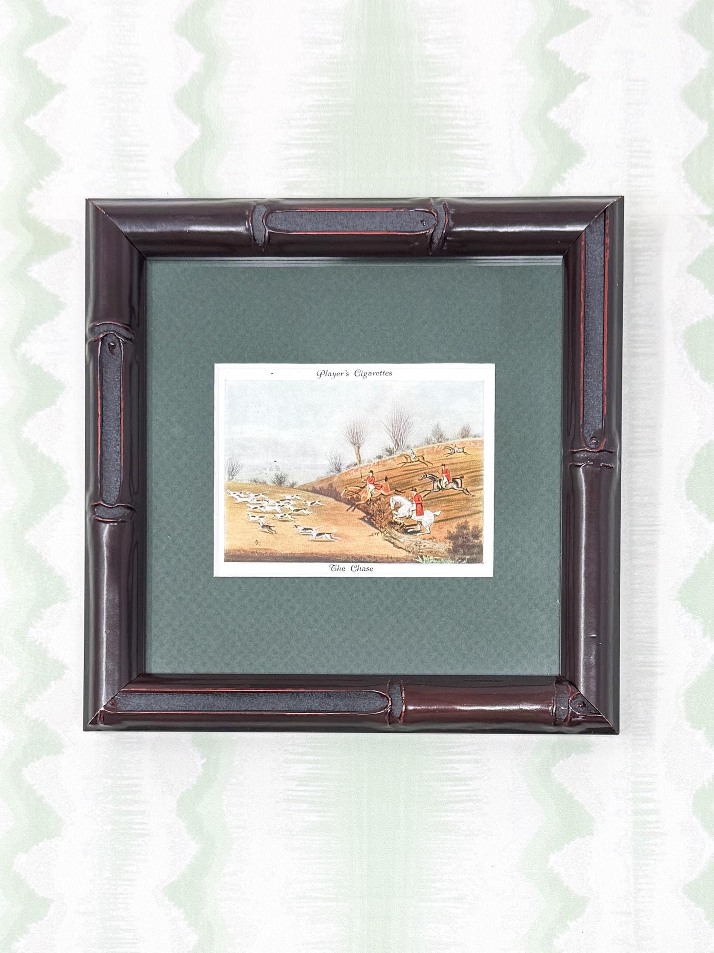 Framed Vintage Fox Hunt Cigarette Card c. 1938, The Chase