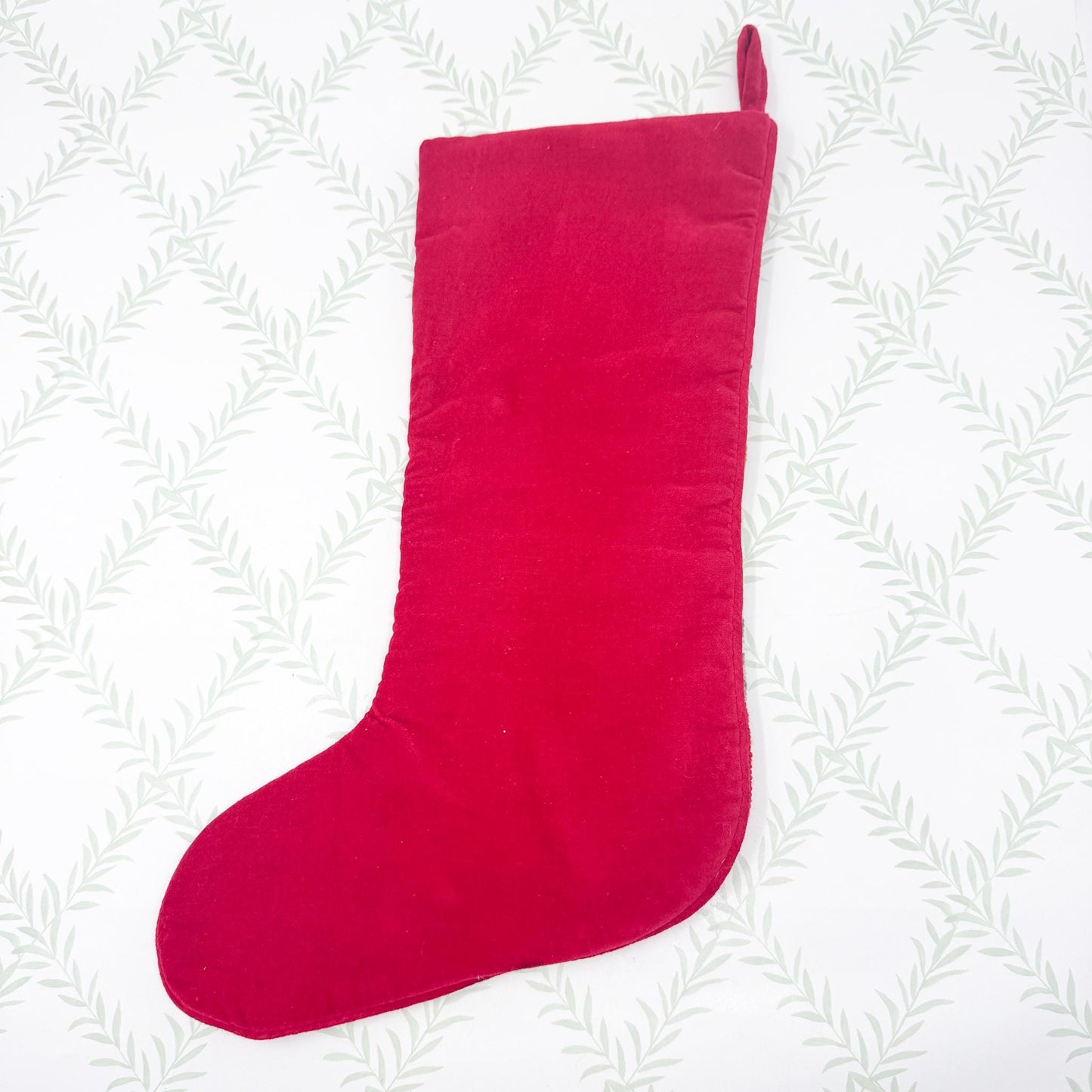 Vintage Needlepoint Christmas Stocking, Santa Skiing