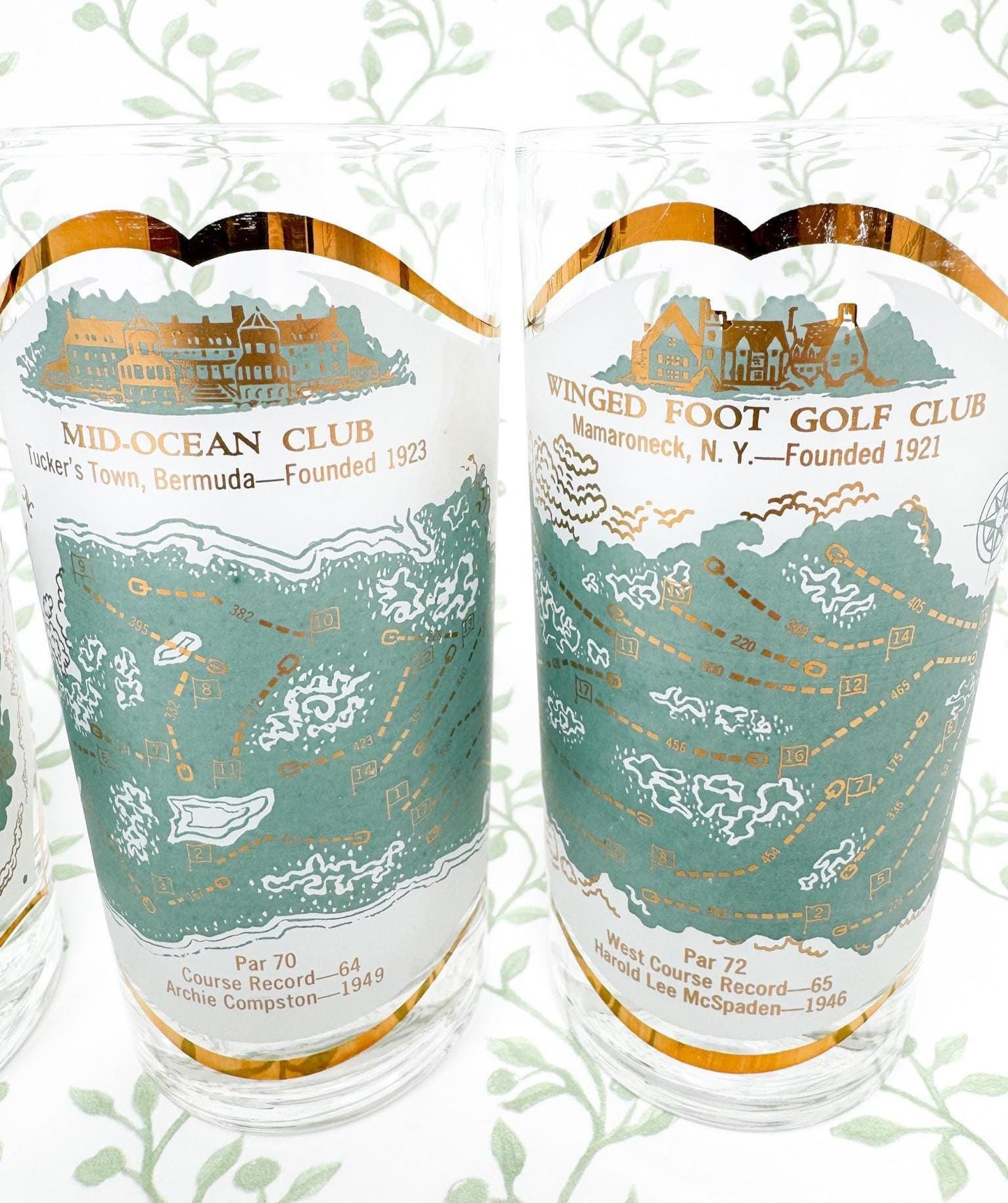 Vintage Famous Golf Courses Glasses, Set of 4