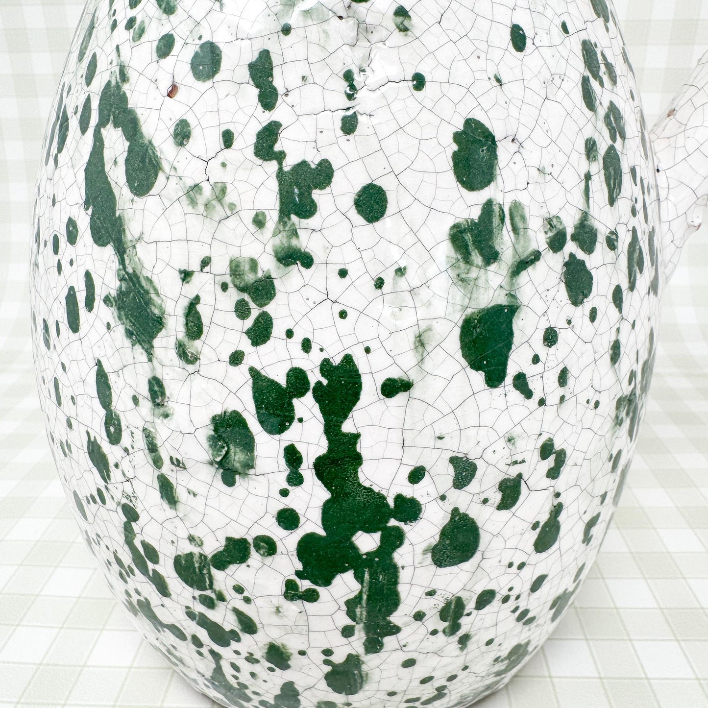 Green Splatterware Terracotta Pitcher