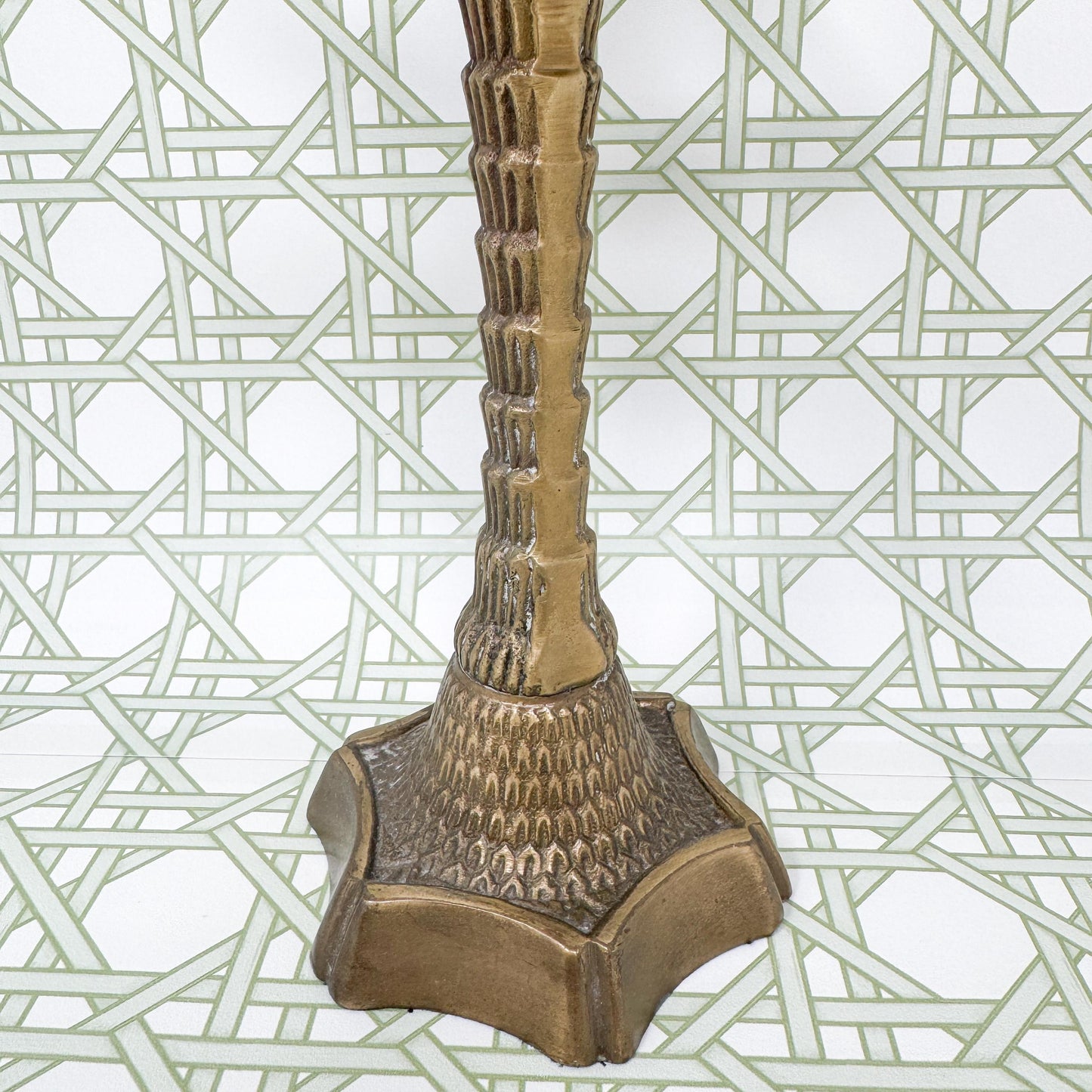 Vintage Brass Palm Tree Candle Stick Holder