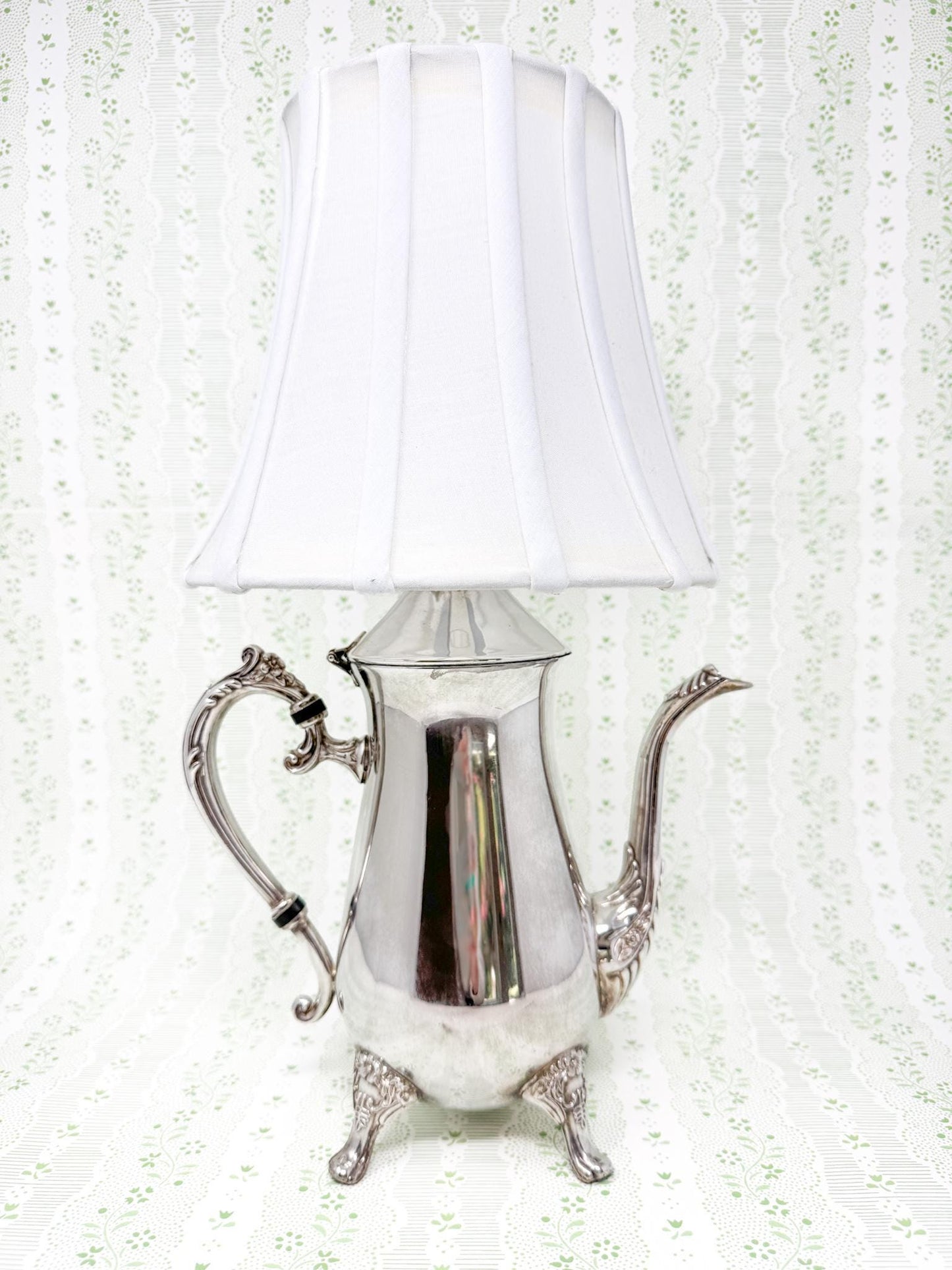 Vintage Silverplate Teapot Table Lamp