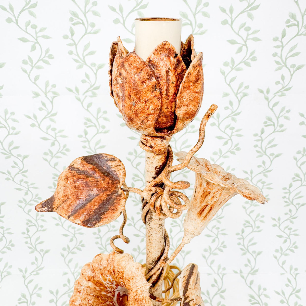 Vintage Italian Tole Floral Table Lamp