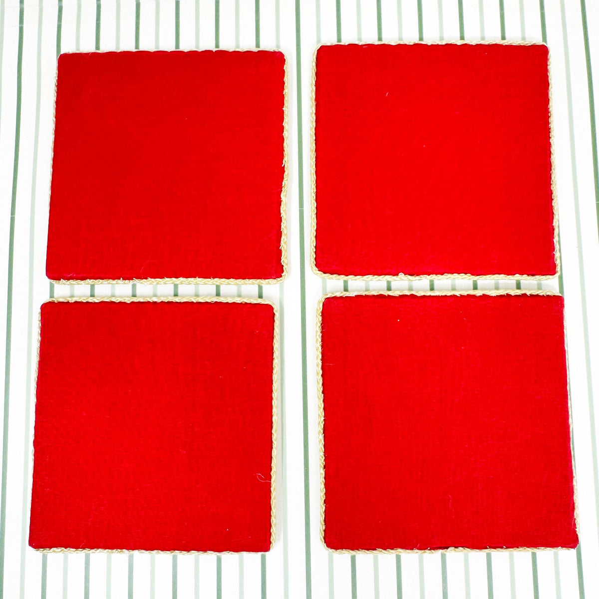 Vintage Needlepoint Christmas Tree Coasters, Set of 4
