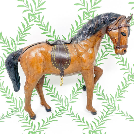 Abercrombie and Fitch Leather Wrapped Horse Figurine