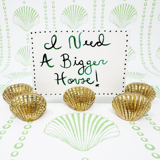Vintage Brass Shell Place Card Holders