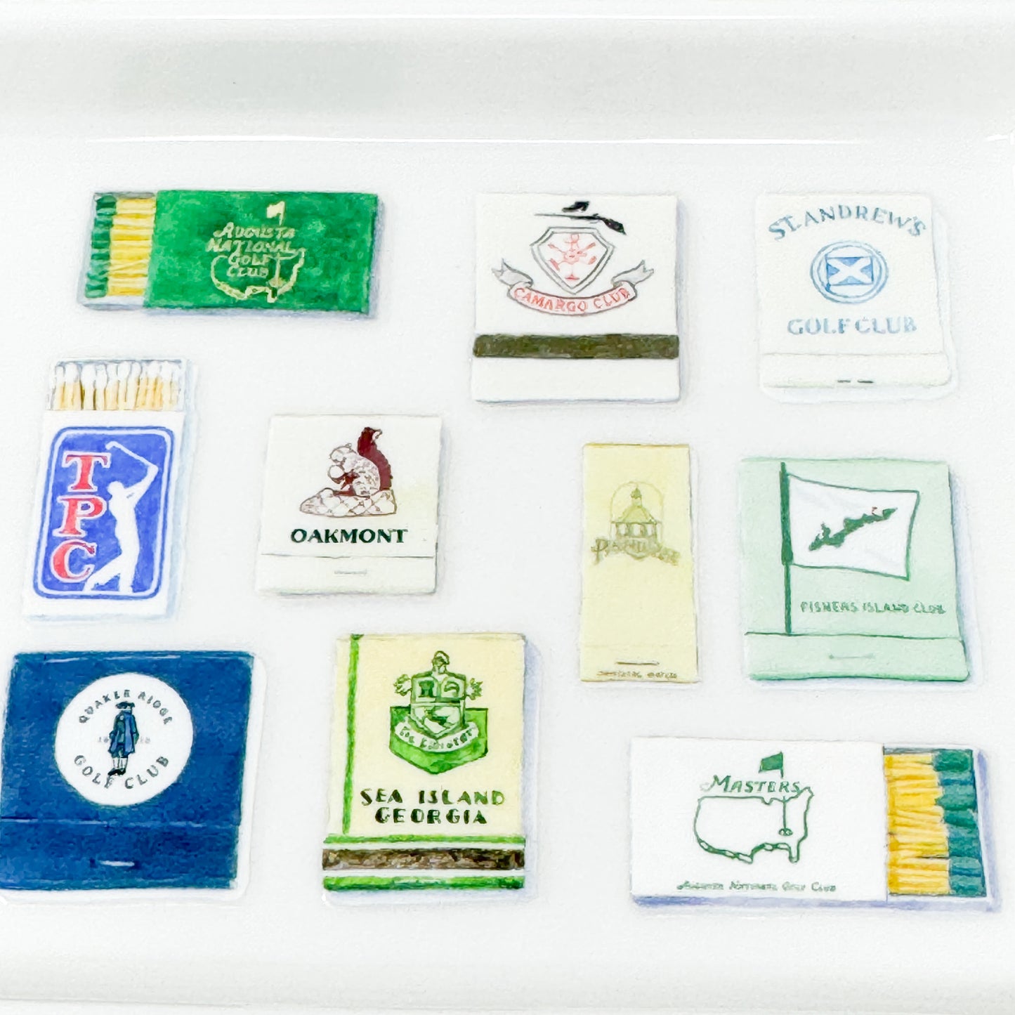 Ceramic Tray, Golf Course Matchbooks