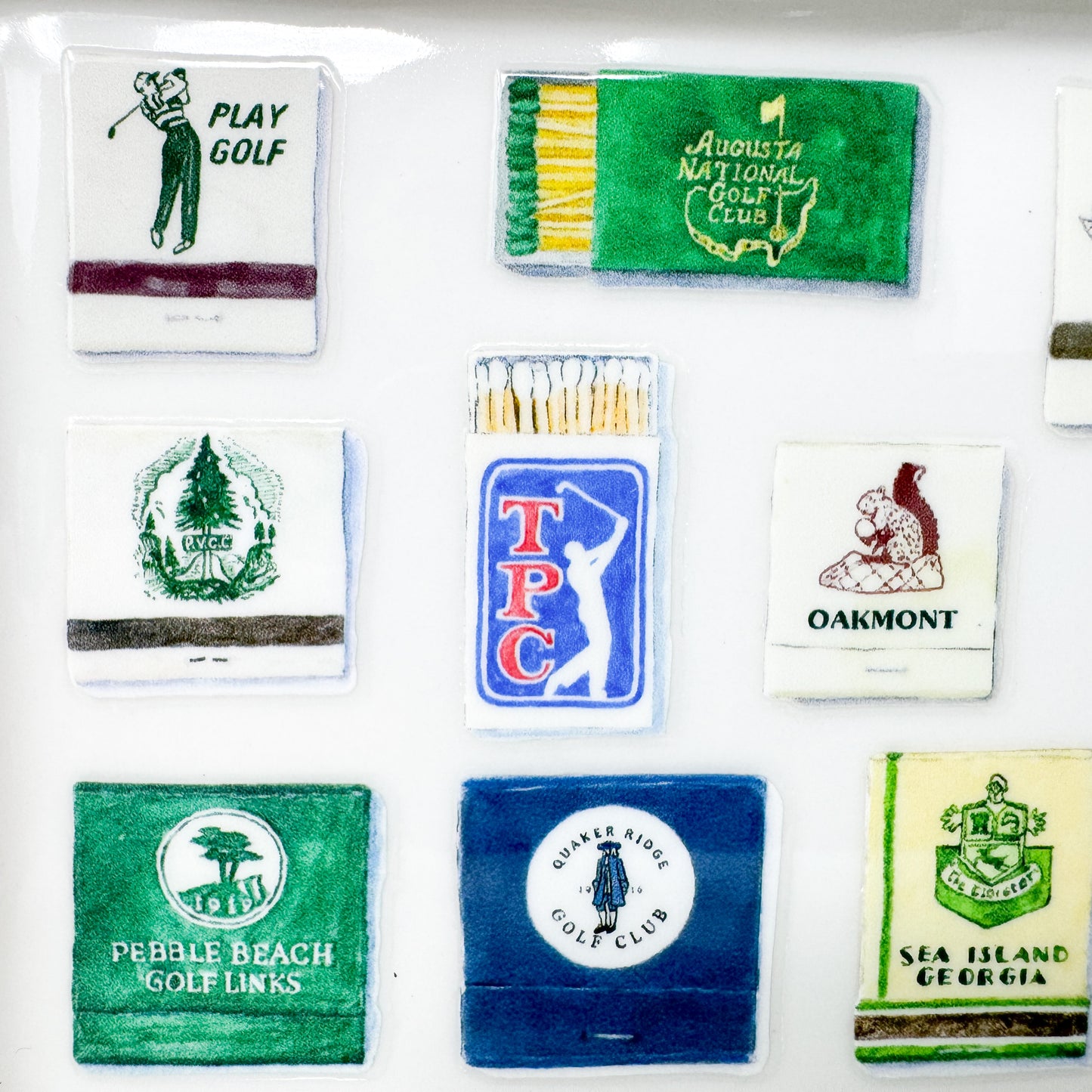 Ceramic Tray, Golf Course Matchbooks