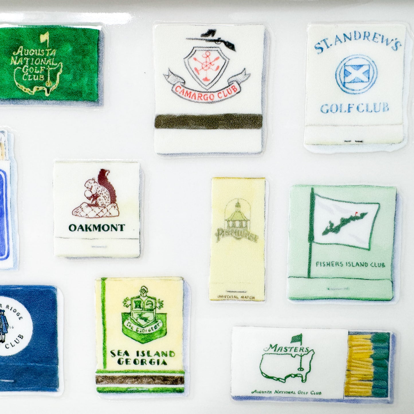 Ceramic Tray, Golf Course Matchbooks