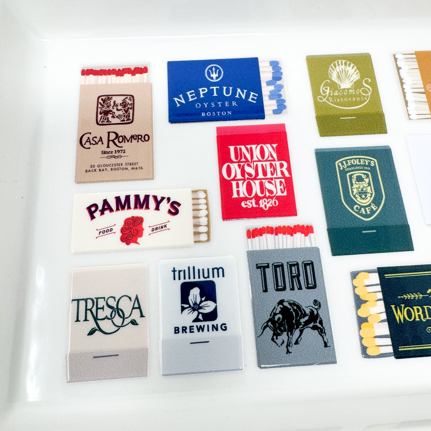 Ceramic Tray, Boston Matchbooks