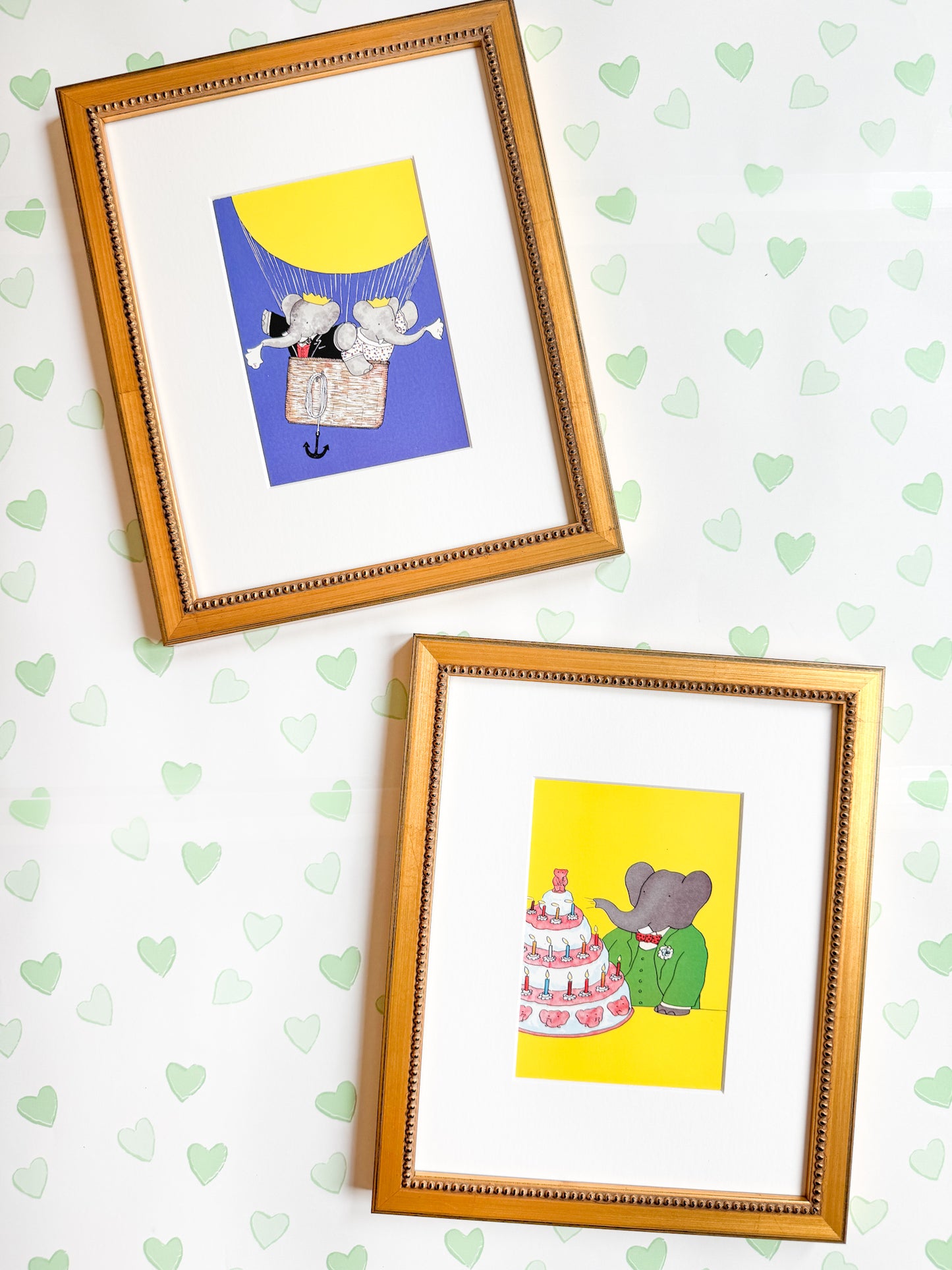 Vintage Babar Postcard, Hot Air Balloon