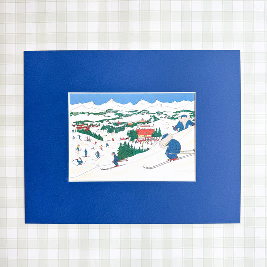 Vintage Babar Postcard, Skiing