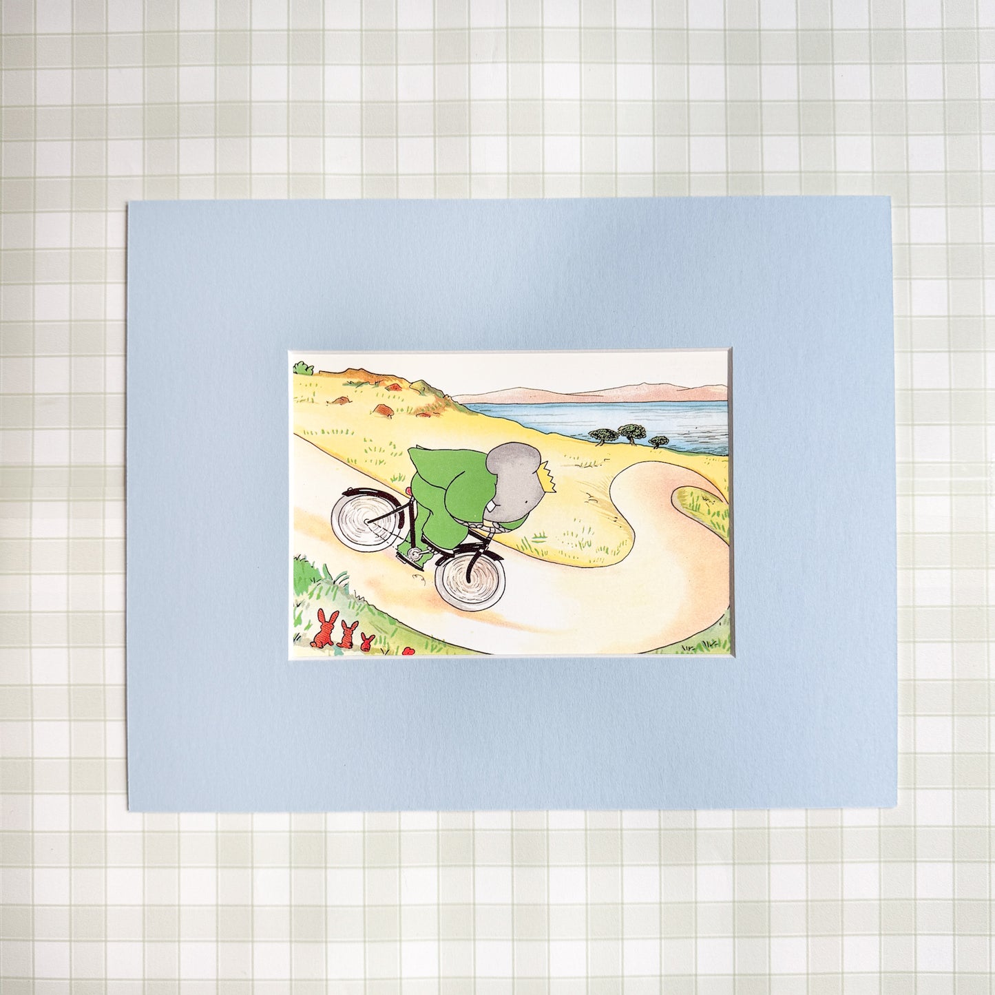 Vintage Babar Postcard, Bike Ride