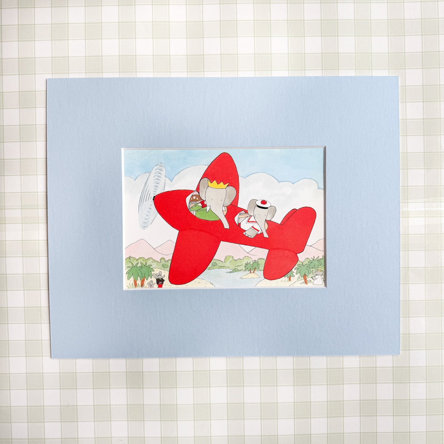 Vintage Babar Postcard, Airplane