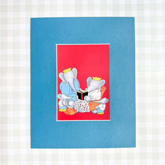 Vintage Babar Postcard, Story Time