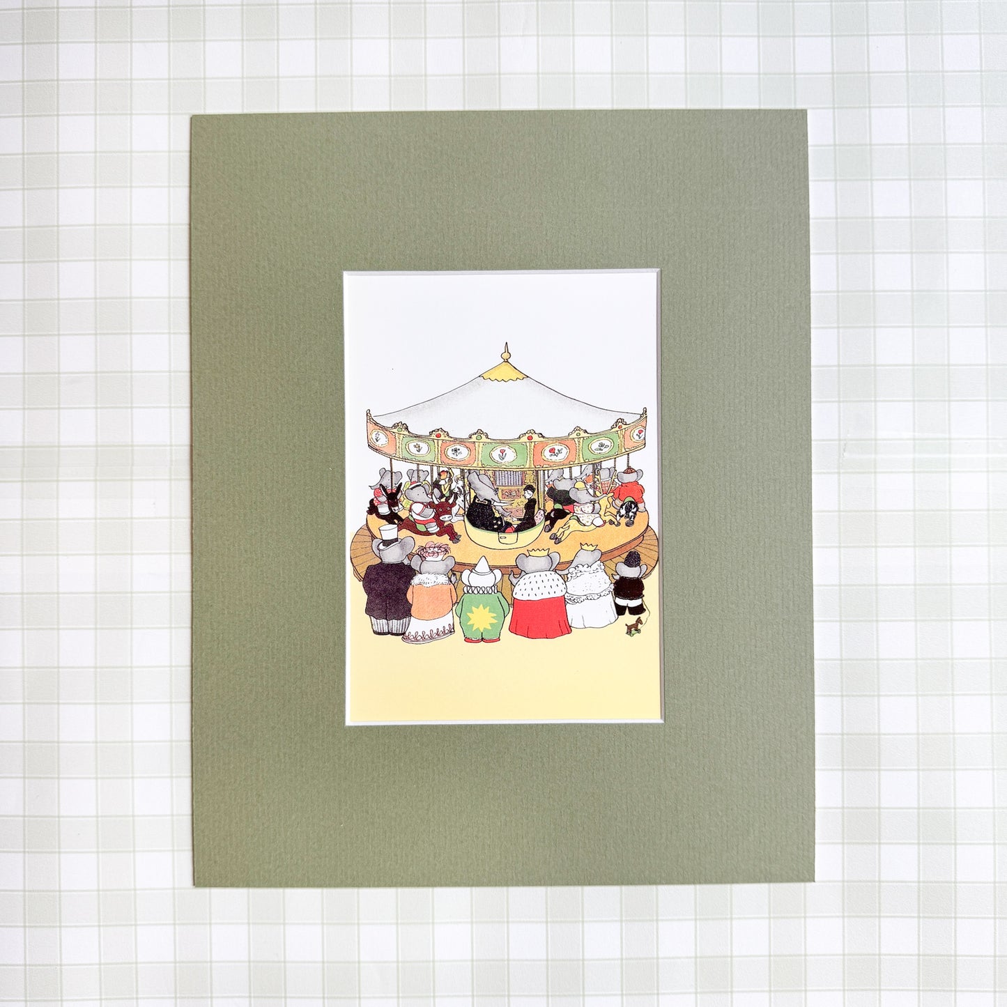Vintage Babar Postcard, Carousel