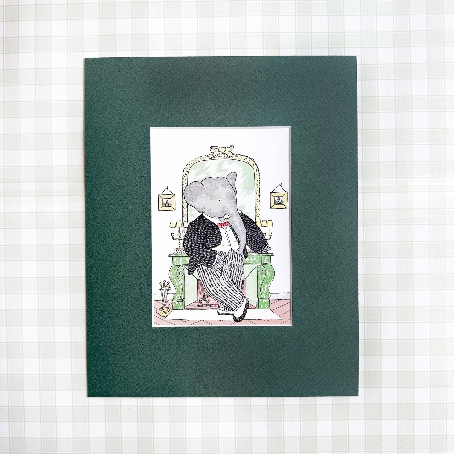 Vintage Babar Postcard, Fireplace