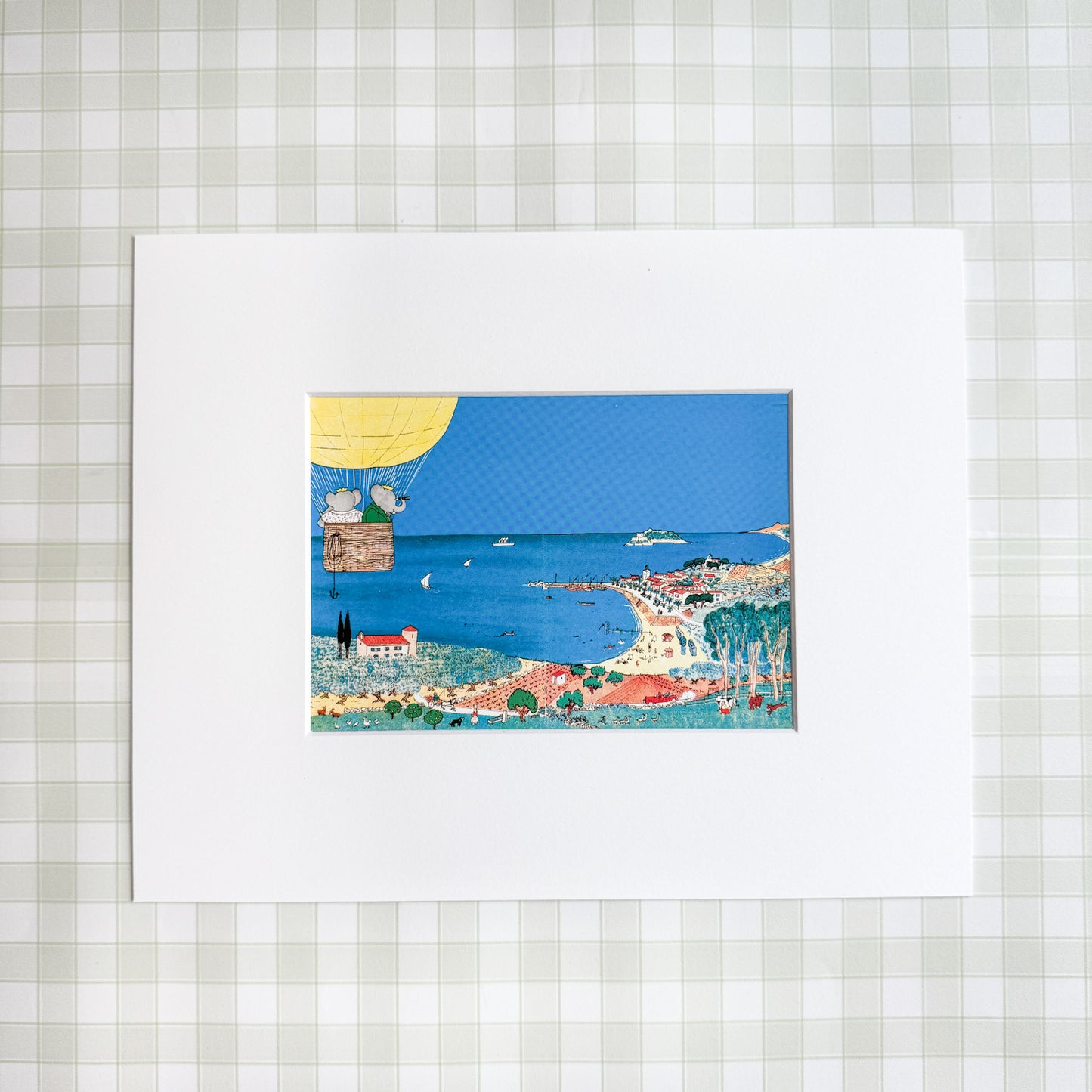 Vintage Babar Postcard, Hot Air Balloon