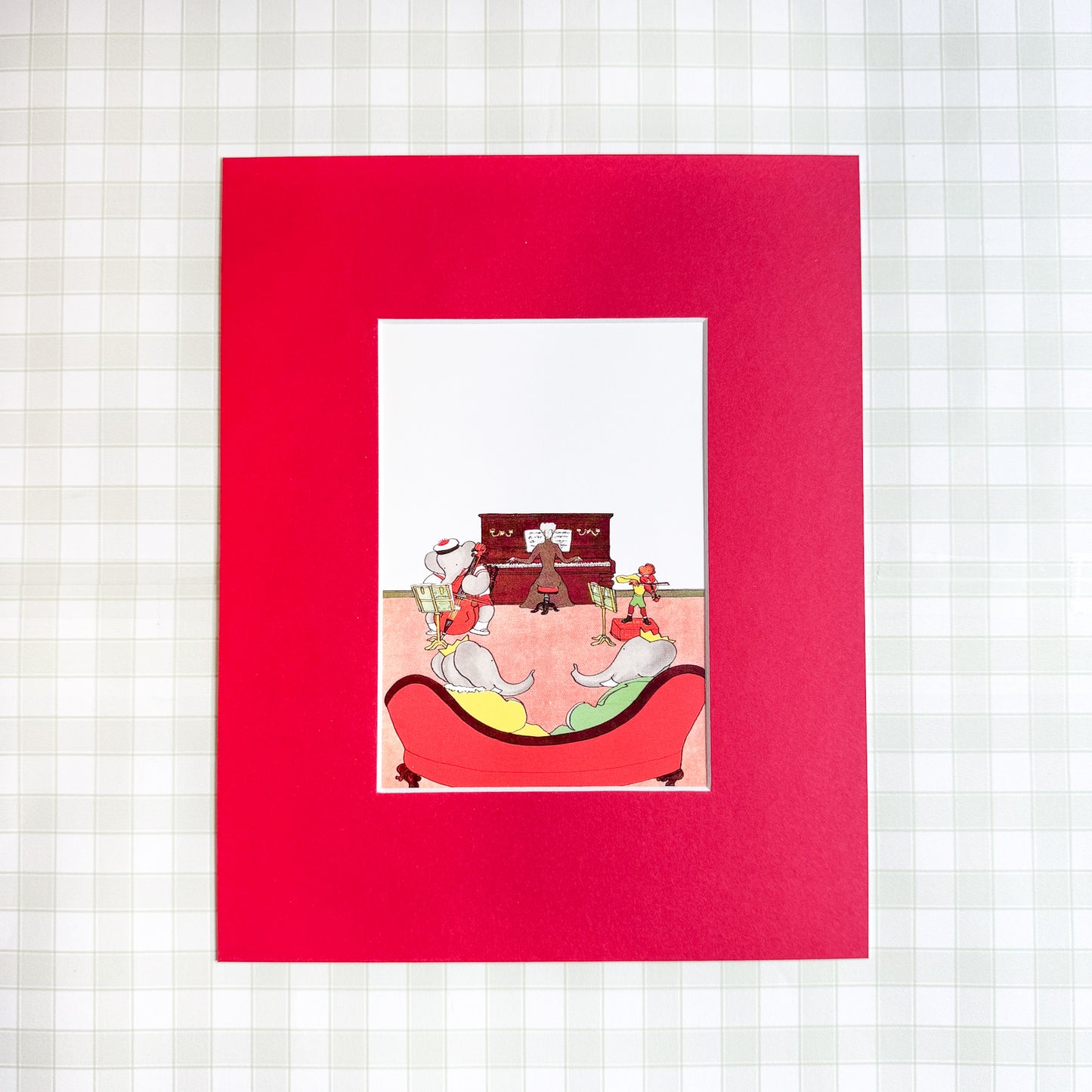 Vintage Babar Postcard, Music Parlour