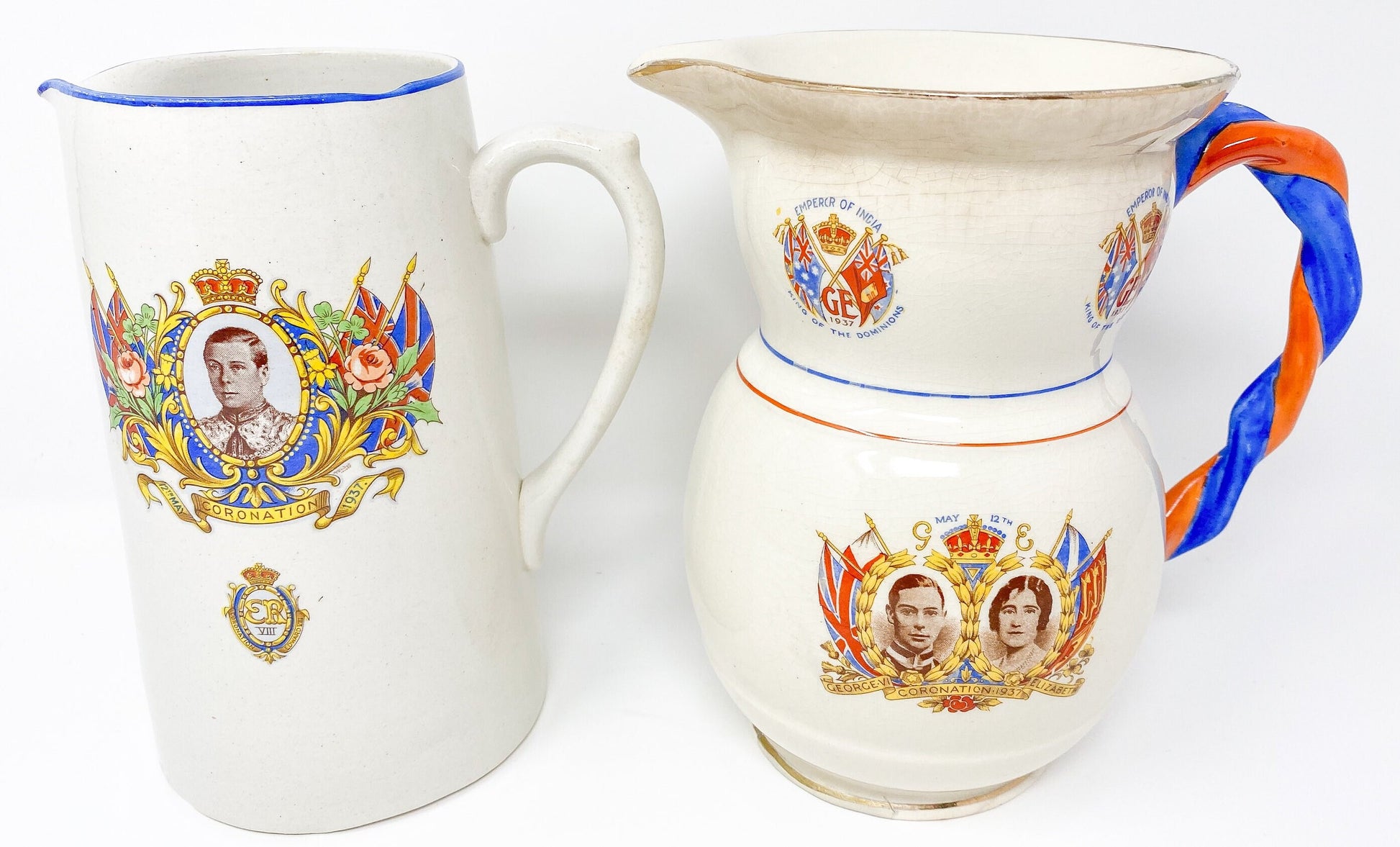 1937 King George VI Coronation Commemorative Pitcher - William Bennett (Hanley) Ltd. England