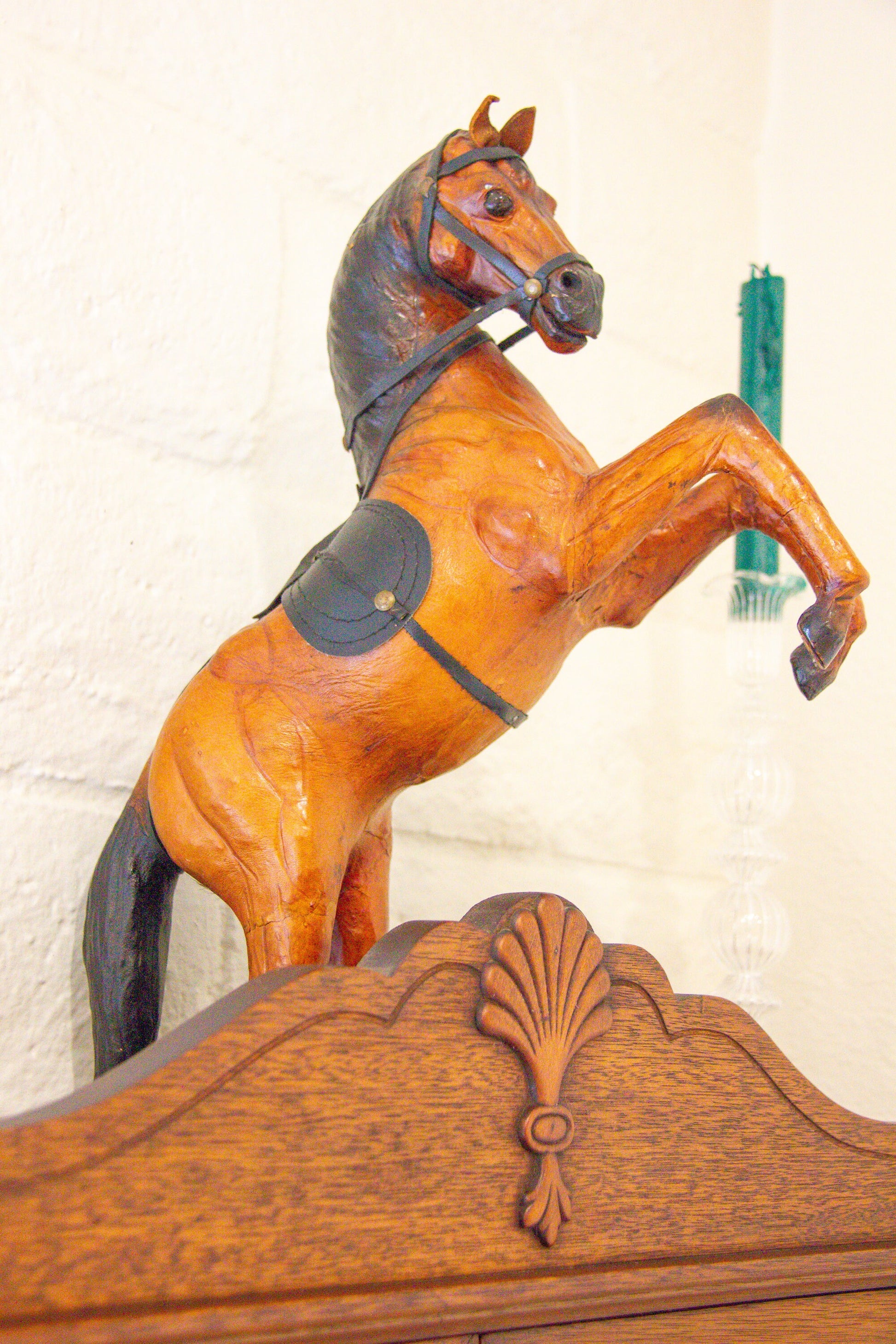 Vintage Leather Wrapped Horse Figurine