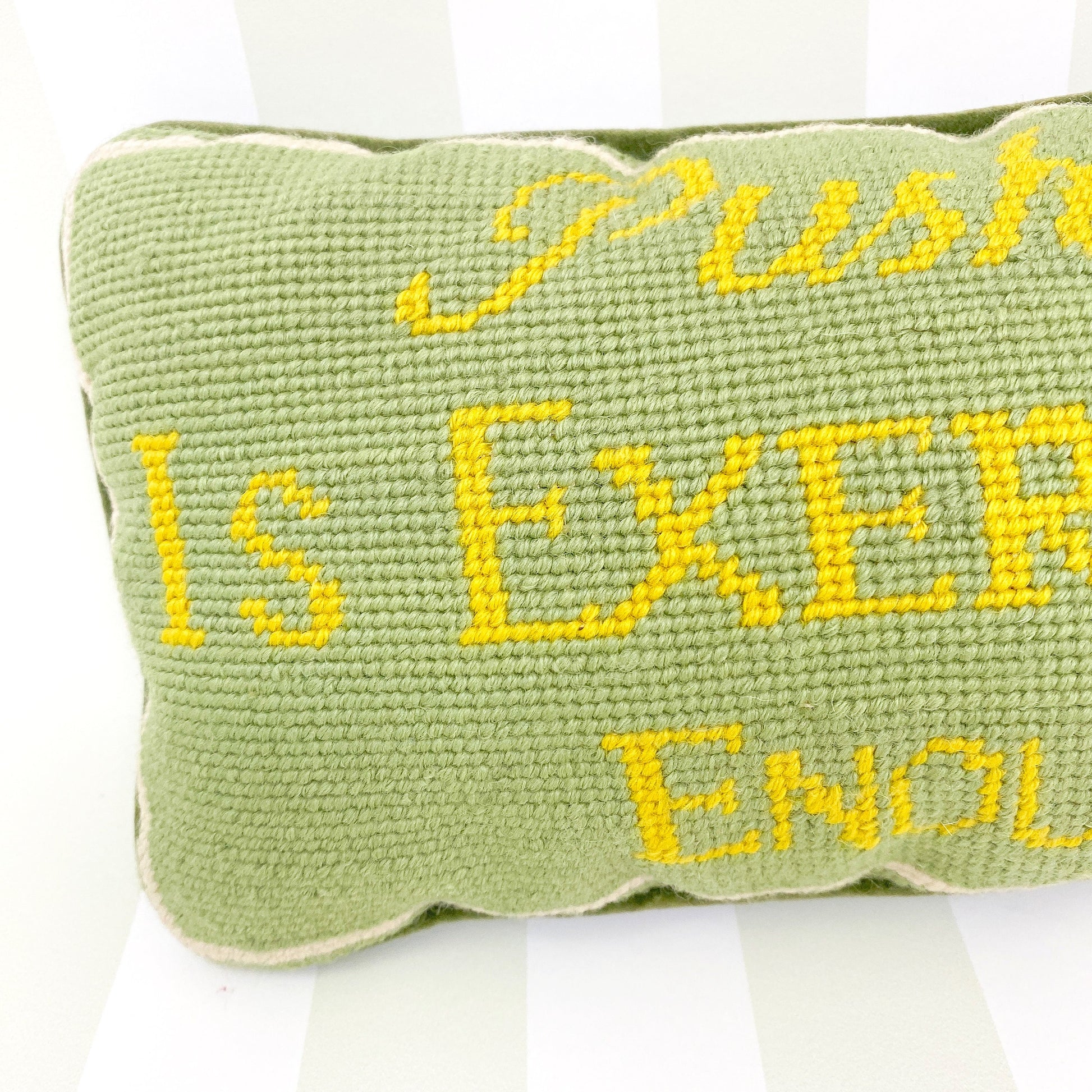 Vintage Needlepoint Pillow - Pushing 50 is Exercise Enough For Me