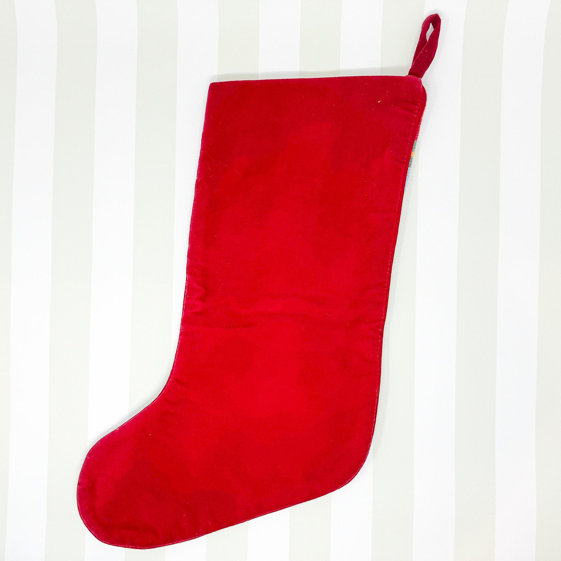 Vintage Needlepoint Santa Tennis Christmas Stocking