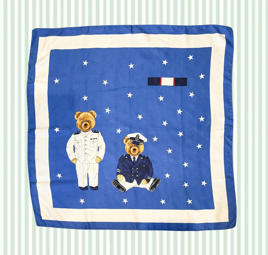 Vintage Breuer Nautical Bear Navy Blue Scarf
