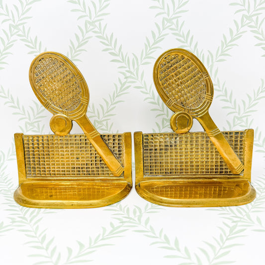 Vintage Brass Tennis Racket Bookends