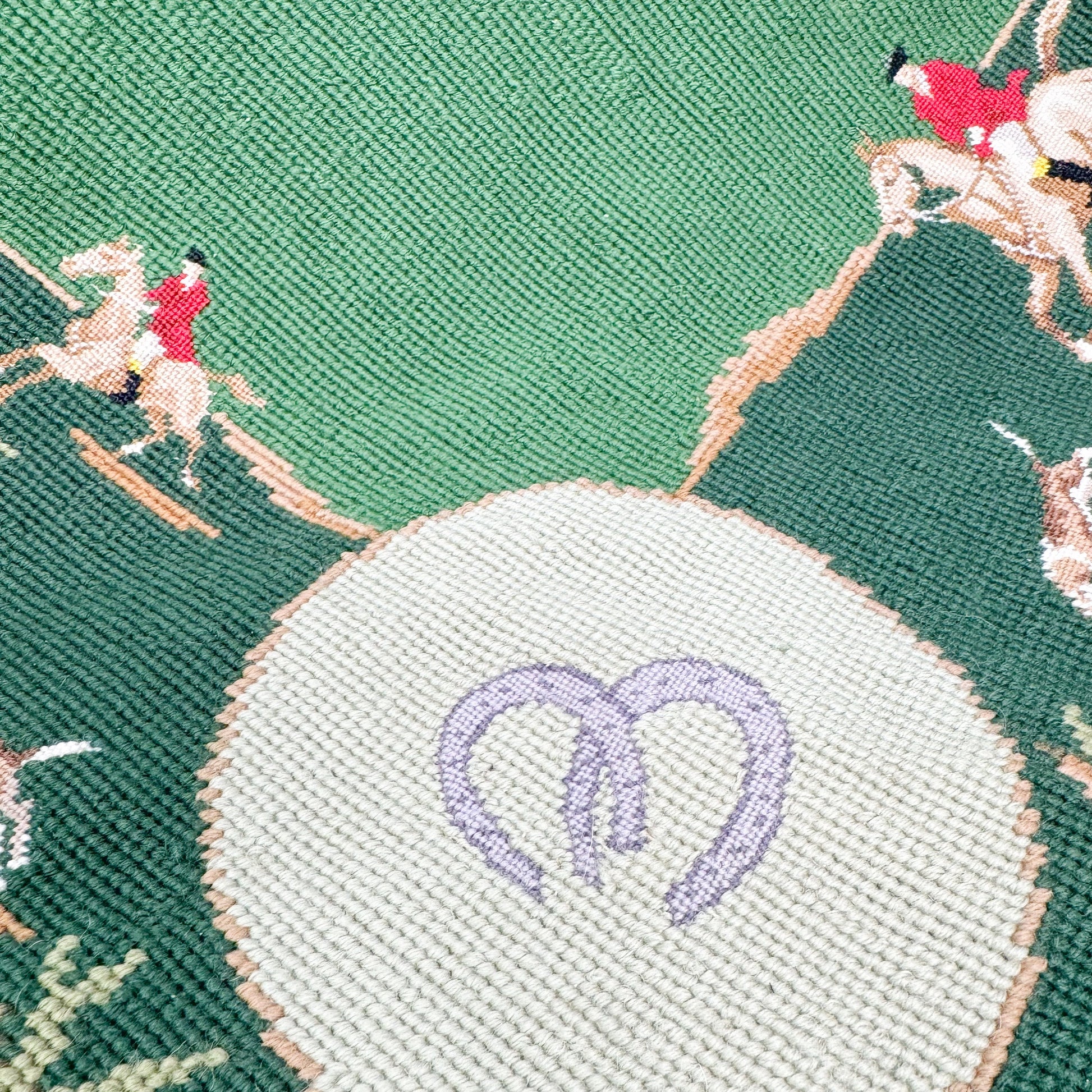 Vintage Fox Hunt Needlepoint Poker Card Table Cover
