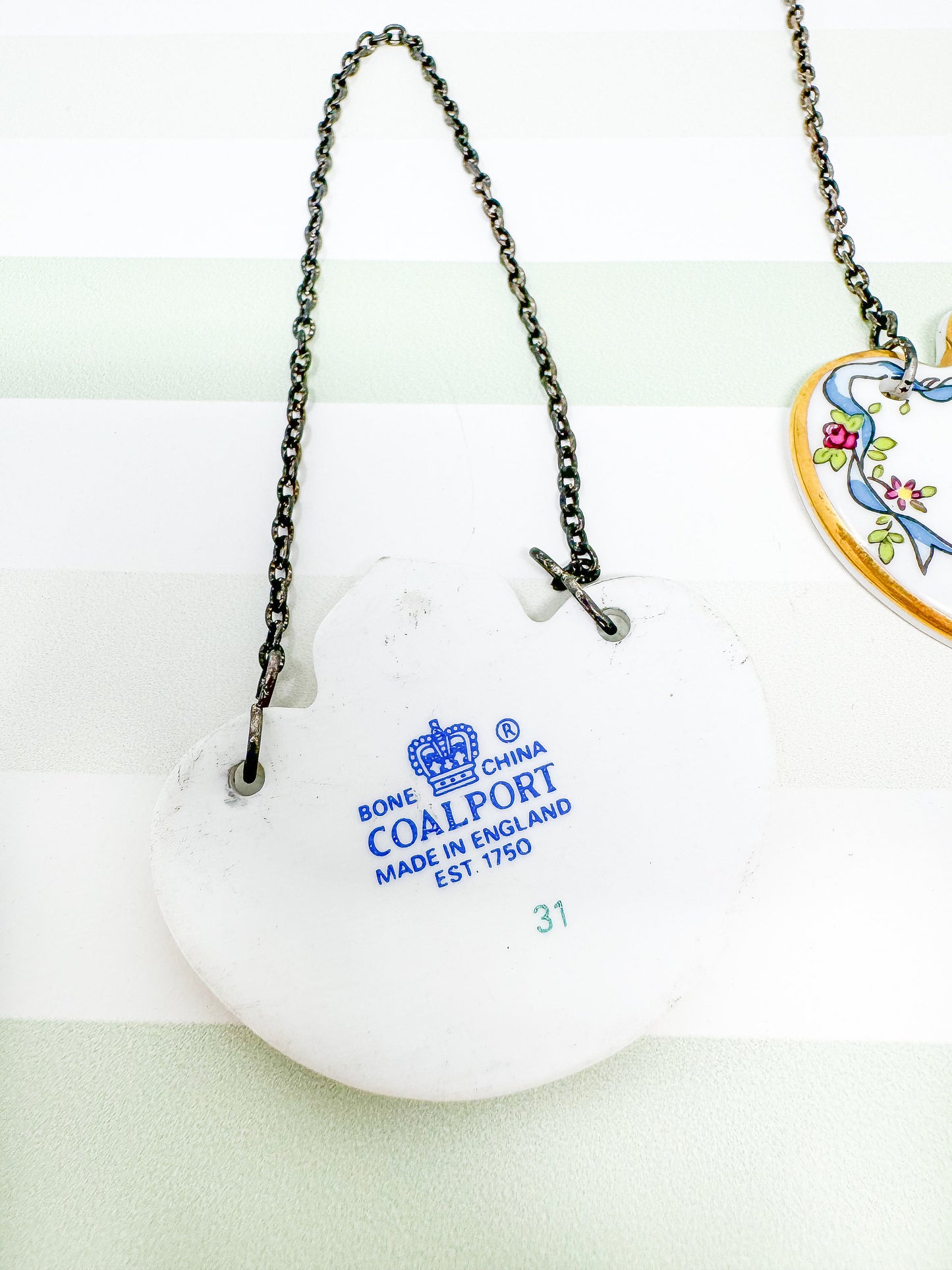 Vintage Coalport Porcelain Liquor Decanter Tag - Hand Painted with Blue Bow