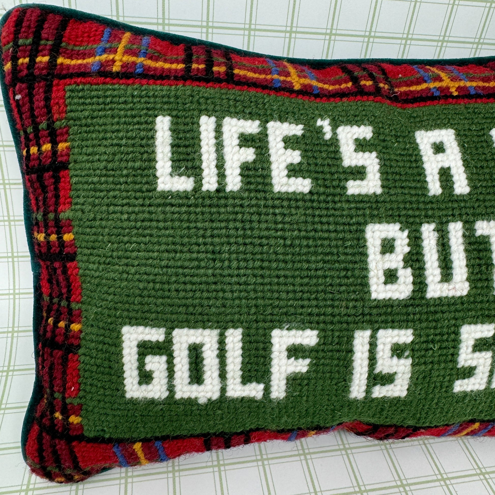Vintage Cheeky Needlepoint Pillow - Life's A Game But Golf Is Serious