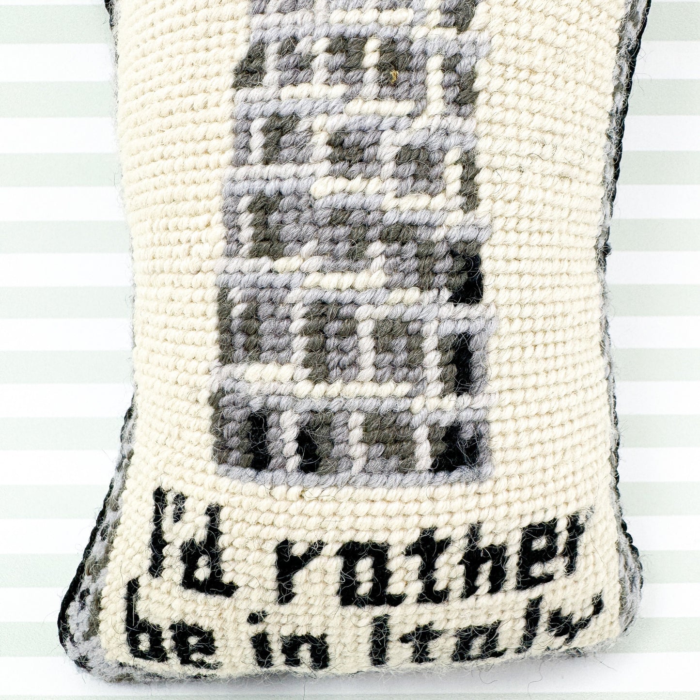 I'd Rather Be In Italy Vintage Needlepoint Door Hanger Sign