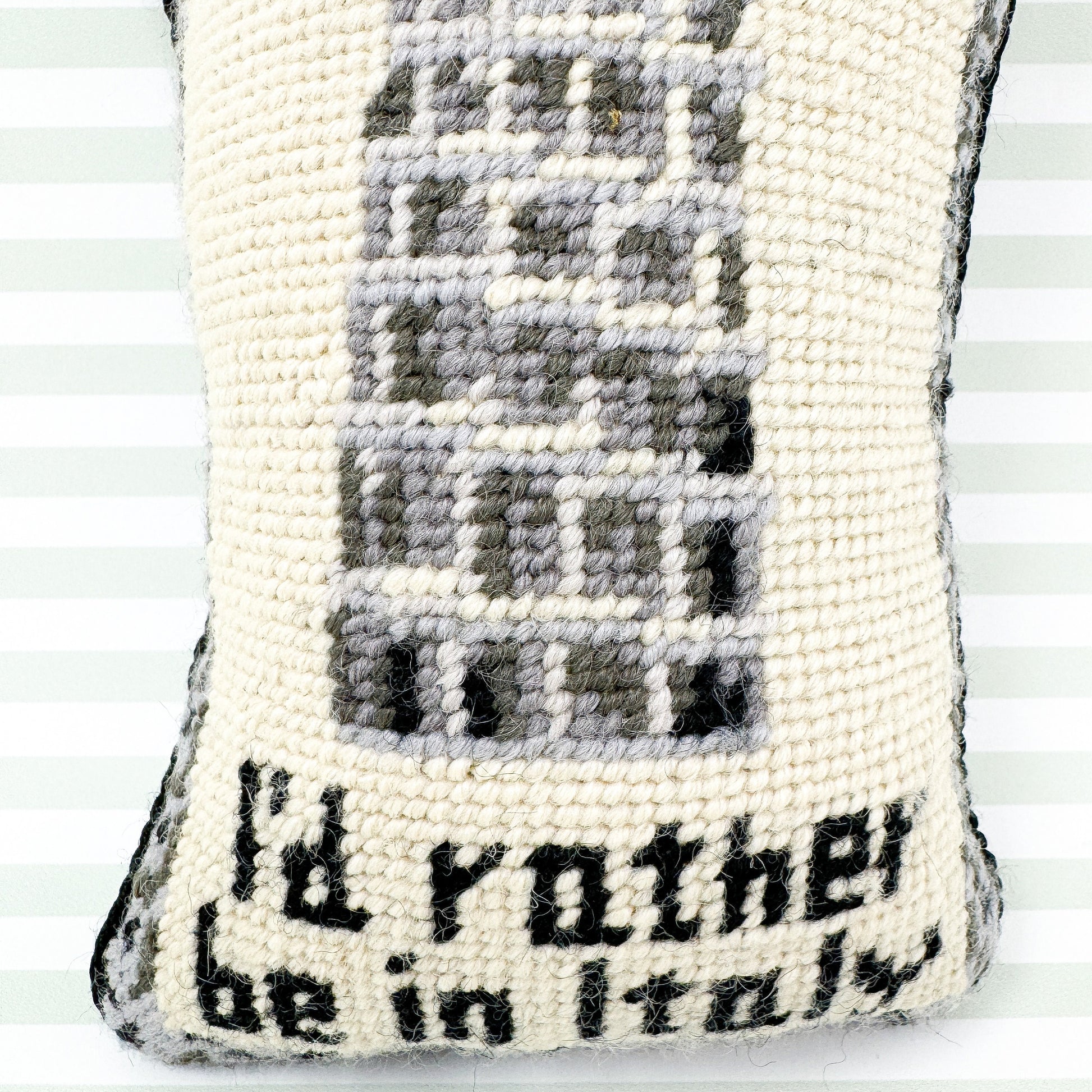 I'd Rather Be In Italy Vintage Needlepoint Door Hanger Sign