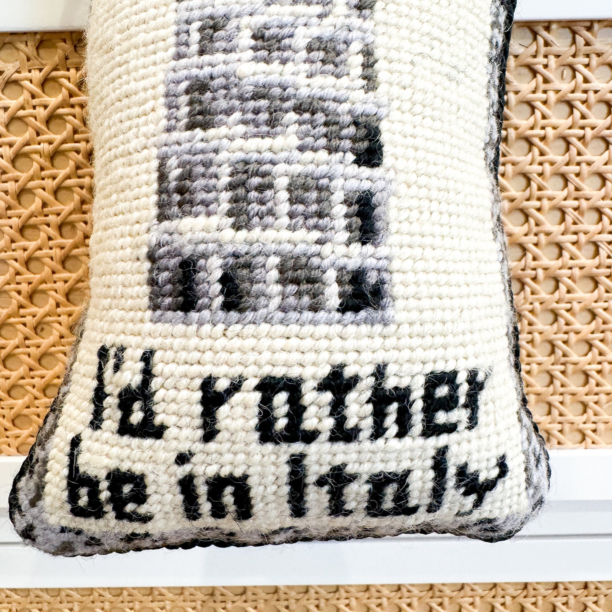 I'd Rather Be In Italy Vintage Needlepoint Door Hanger Sign