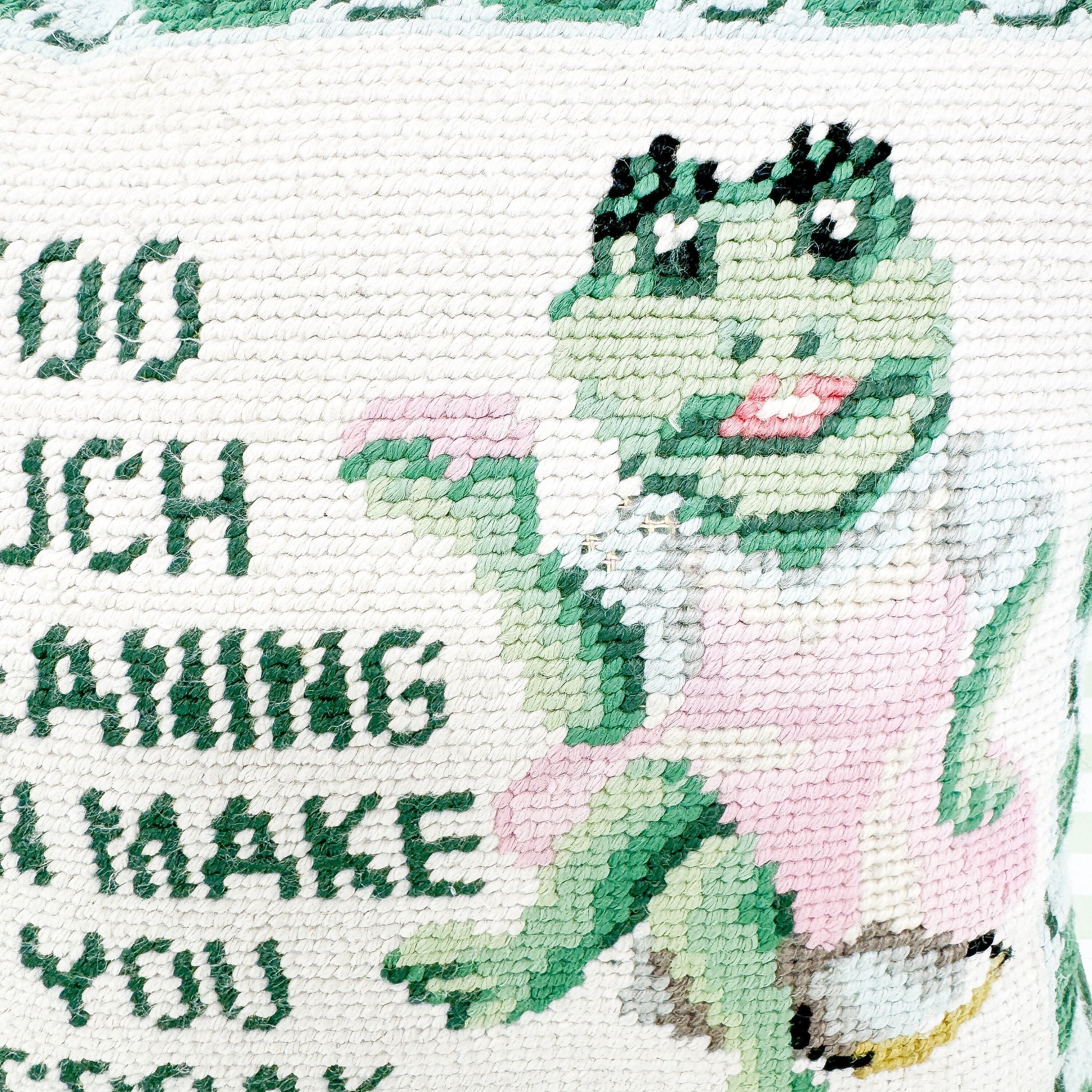 Vintage Needlepoint Pillow - Too Much Cleaning Can Make You Croak