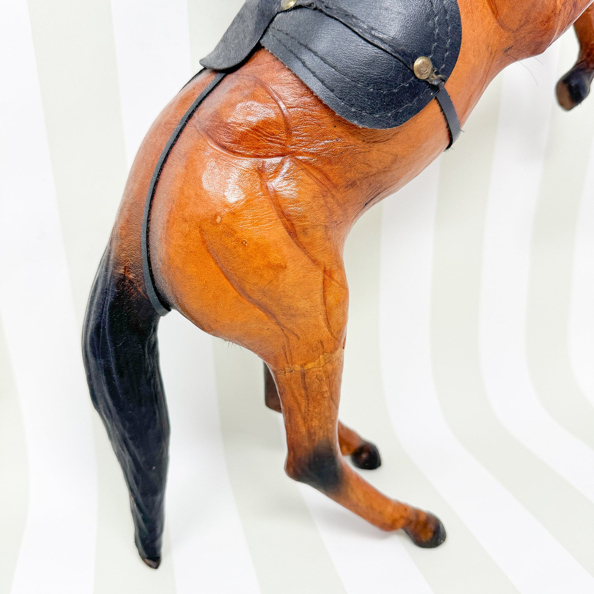 Vintage Leather Wrapped Horse Figurine