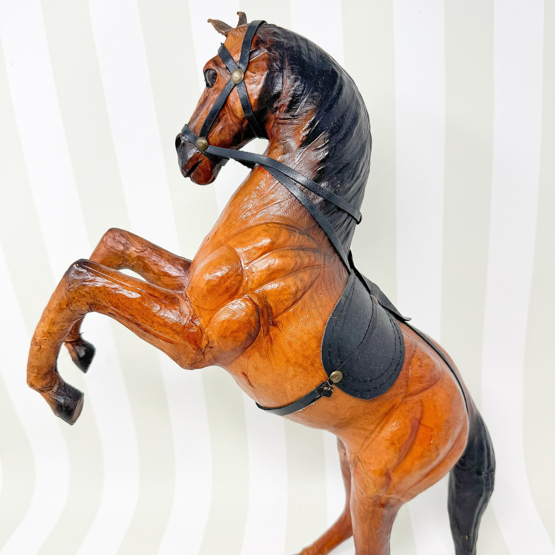 Vintage Leather Wrapped Horse Figurine