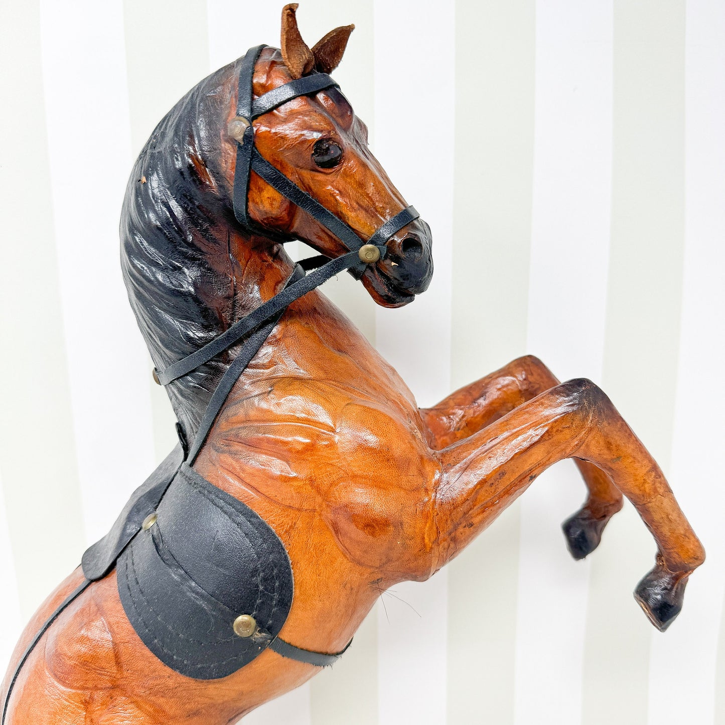 Vintage Leather Wrapped Horse Figurine