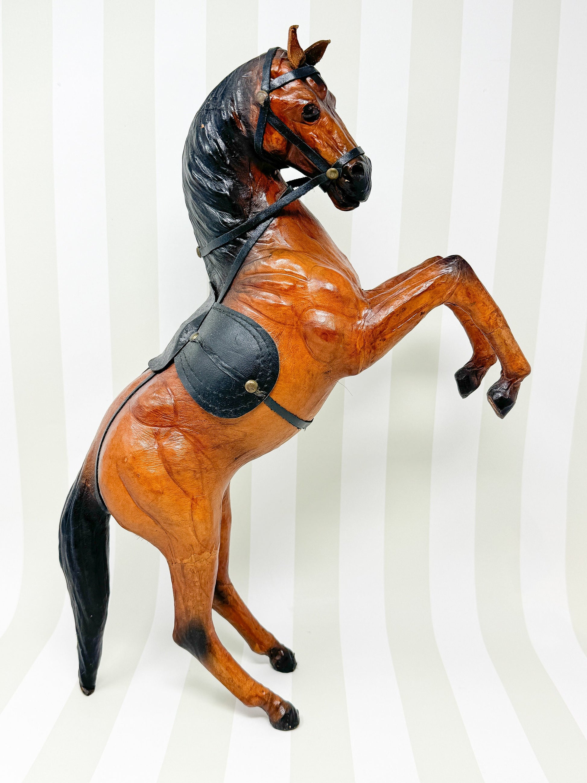 Vintage Leather Wrapped Horse Figurine