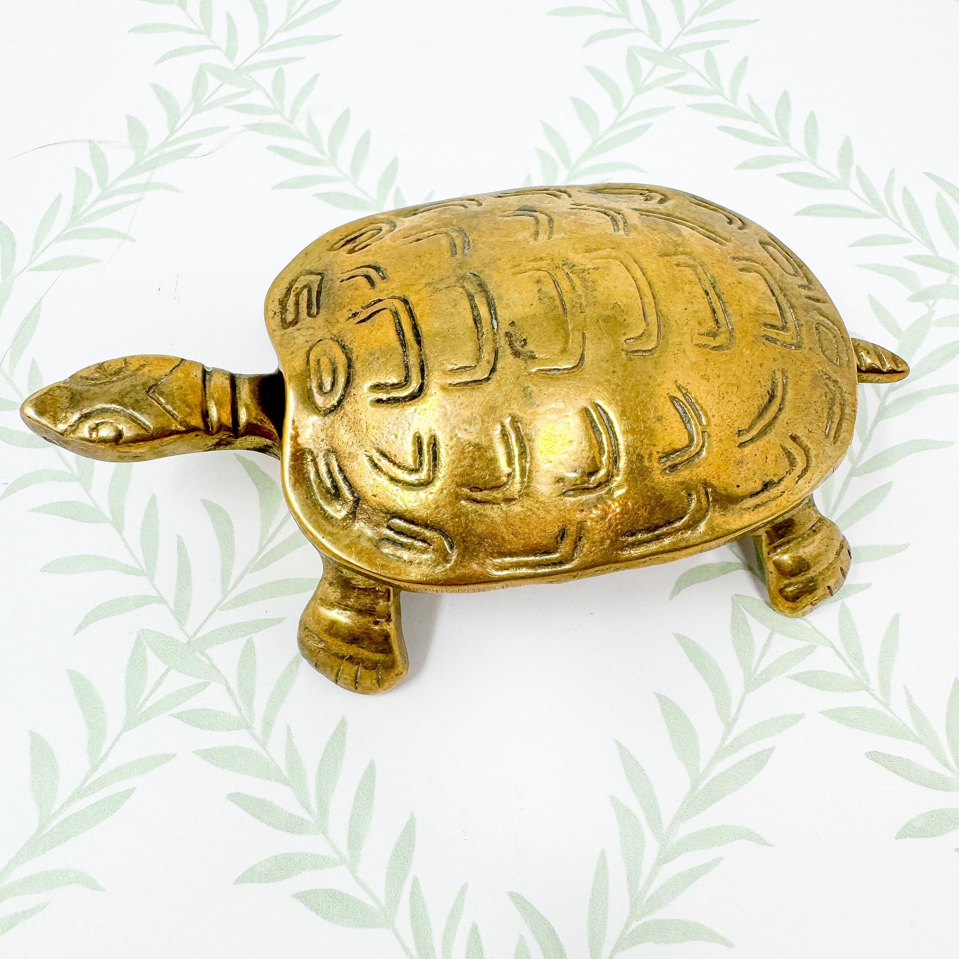 Vintage Brass Turtle Hinged Box Figurine