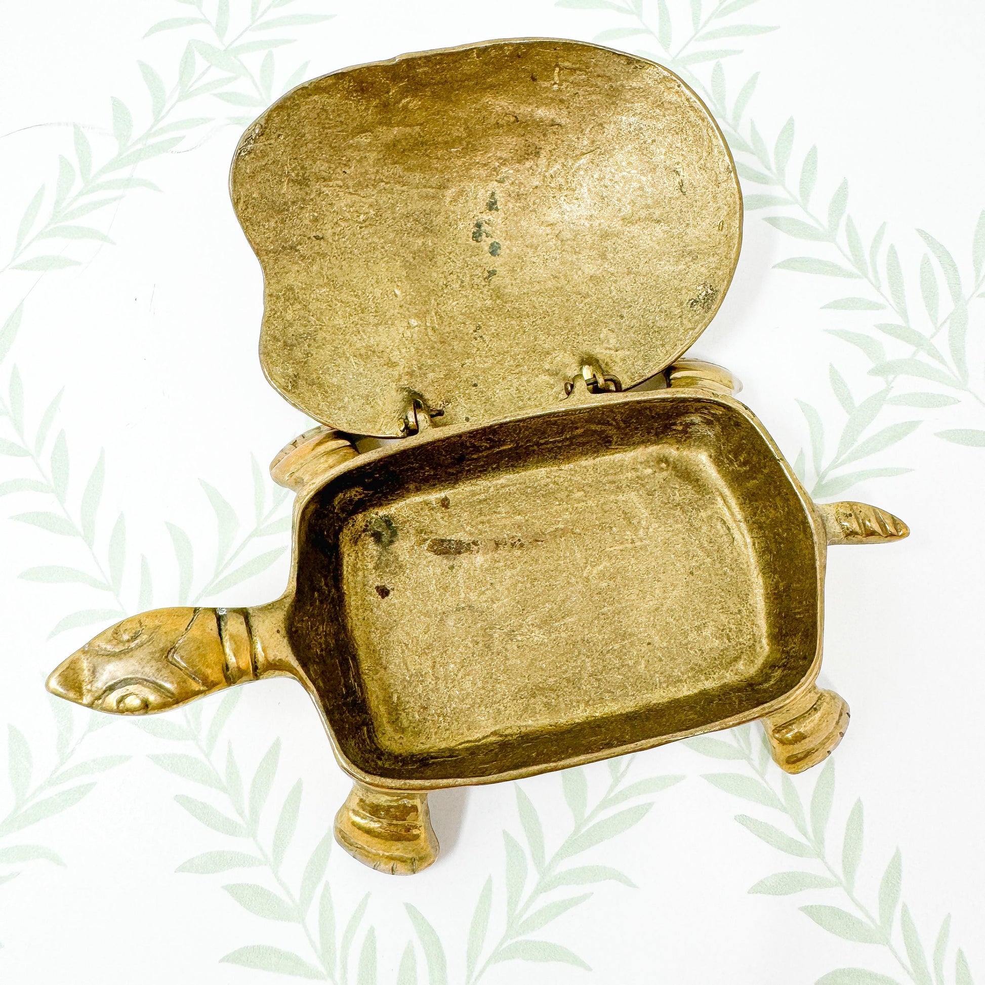 Vintage Brass Turtle Hinged Box Figurine
