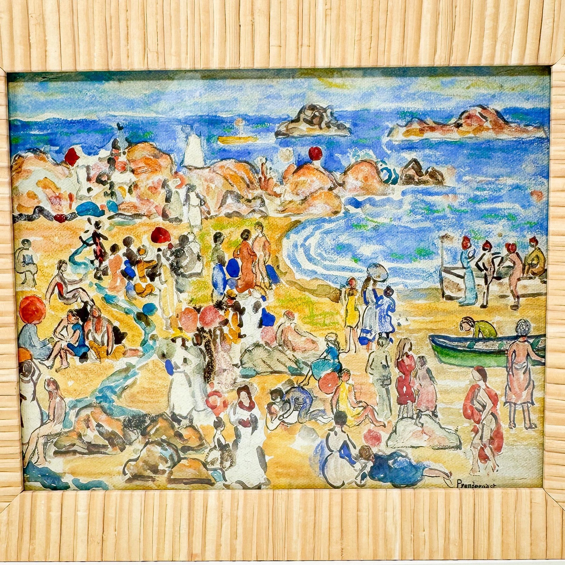 Beach Painting in Natural Frame - 'View Along The New England Coast' by Maurice Prendergast
