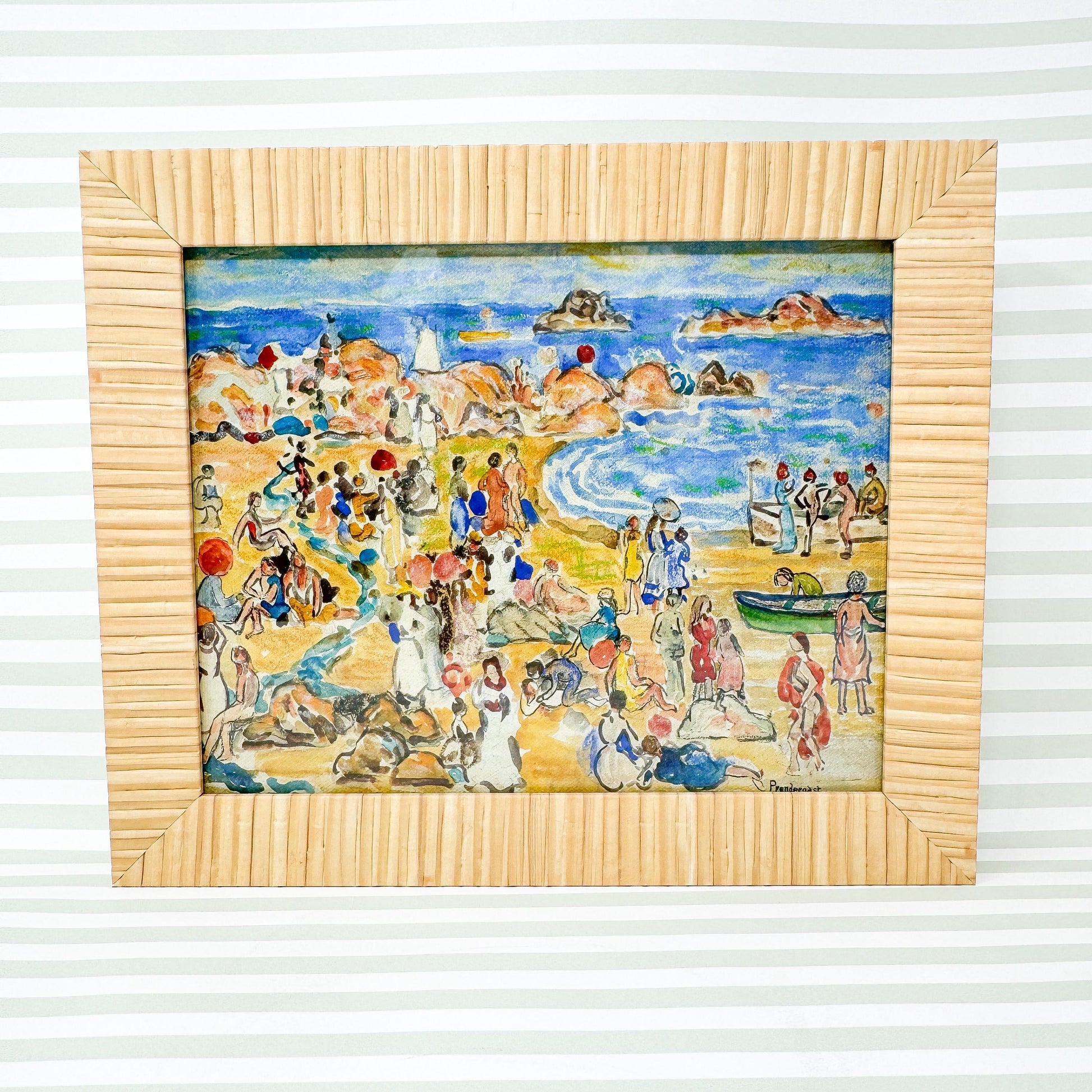 Beach Painting in Natural Frame - 'View Along The New England Coast' by Maurice Prendergast