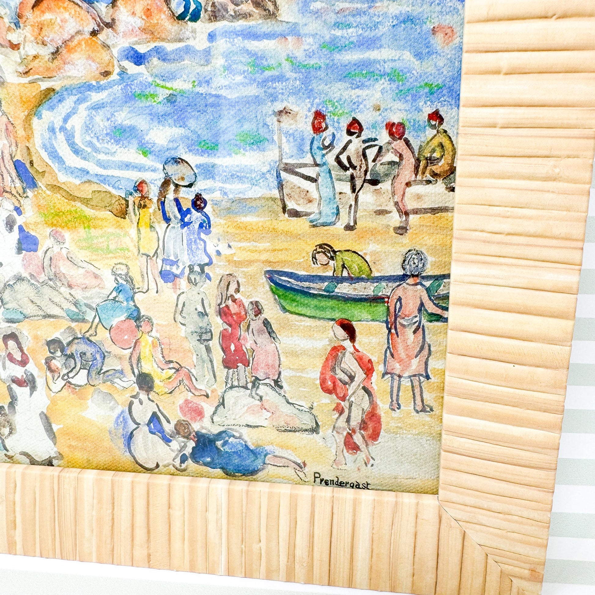 Beach Painting in Natural Frame - 'View Along The New England Coast' by Maurice Prendergast