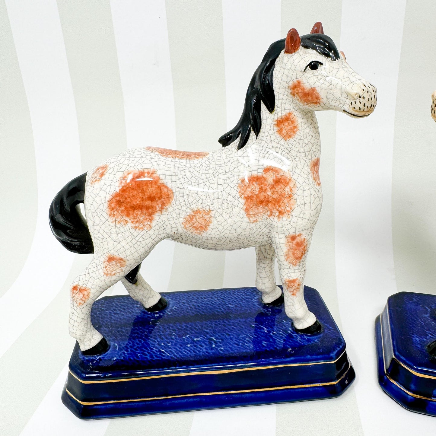 Pair of Vintage Japanese Ceramic Horse Figurines