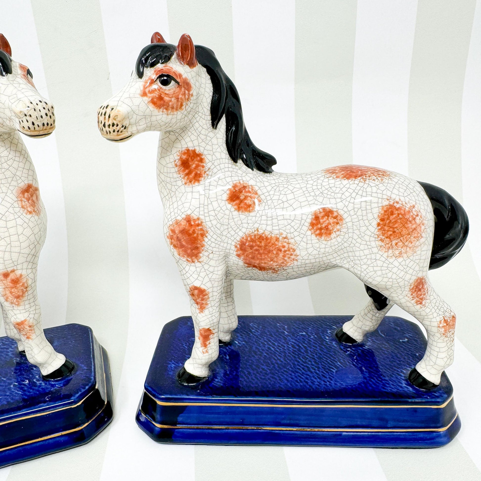 Pair of Vintage Japanese Ceramic Horse Figurines