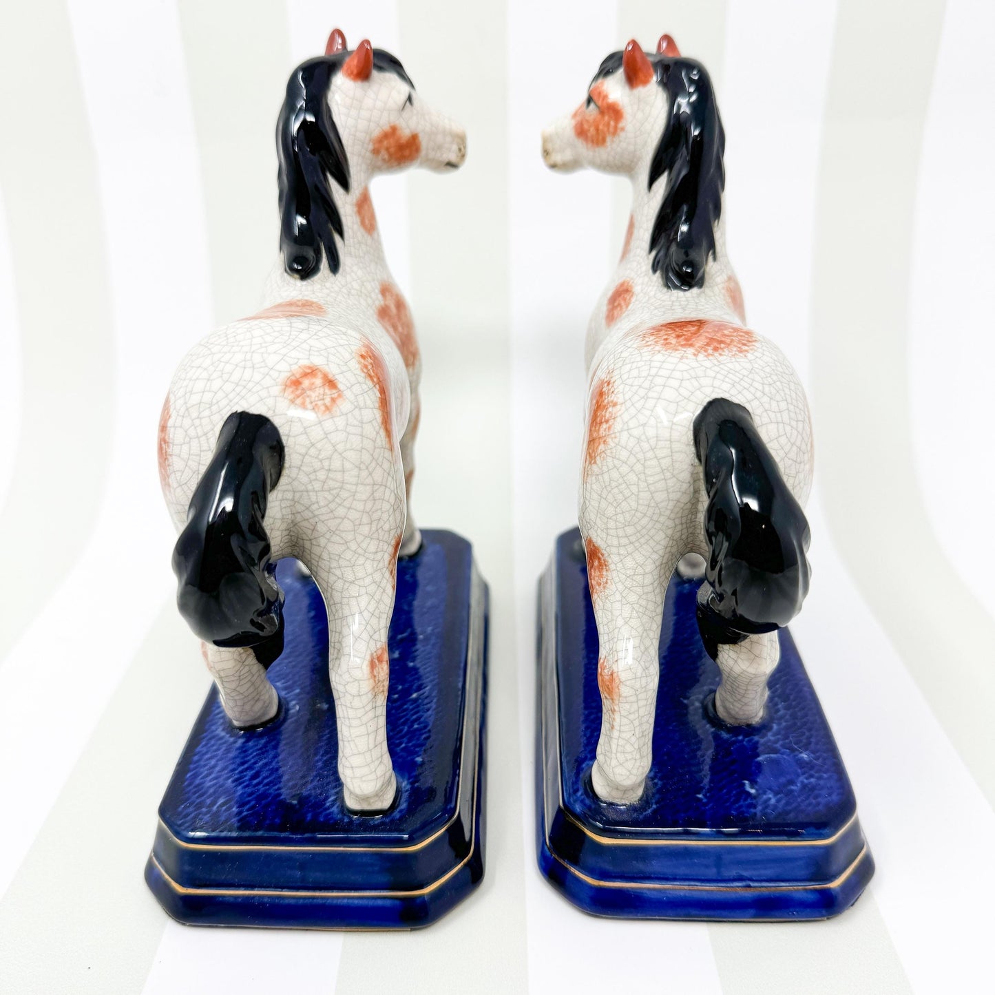 Pair of Vintage Japanese Ceramic Horse Figurines